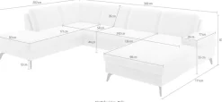 sit&more Wohnlandschaft »Morris Jubi U-Form, B: 300 cm« mit Armteilfunktion & 1 Zierkissen, optional Schlaffunktion