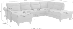 sit&more Wohnlandschaft »Pamela U-Form, B: 292 cm, optional Schlaffunktion & Armteilverstellung« mit Federkern