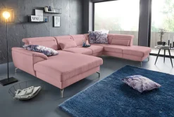 sit&more Wohnlandschaft »Percy U-Form« 15 cm Fußhöhe, Sitztiefenverstellung, wahlweise in 2 Fußfarben
