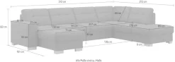 sit&more Wohnlandschaft »Quincy U-Form« wahlweise mit Schlaffunktion und Bettkasten