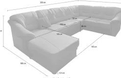 sit&more Wohnlandschaft »Savona, U-Form, B: 320 cm, Bettfunktion wählbar, Federkern-Polsterung« Komfortable Sitzhöhe 46 cm, Liegefläche 120 x 250 cm bei Bettfunktion