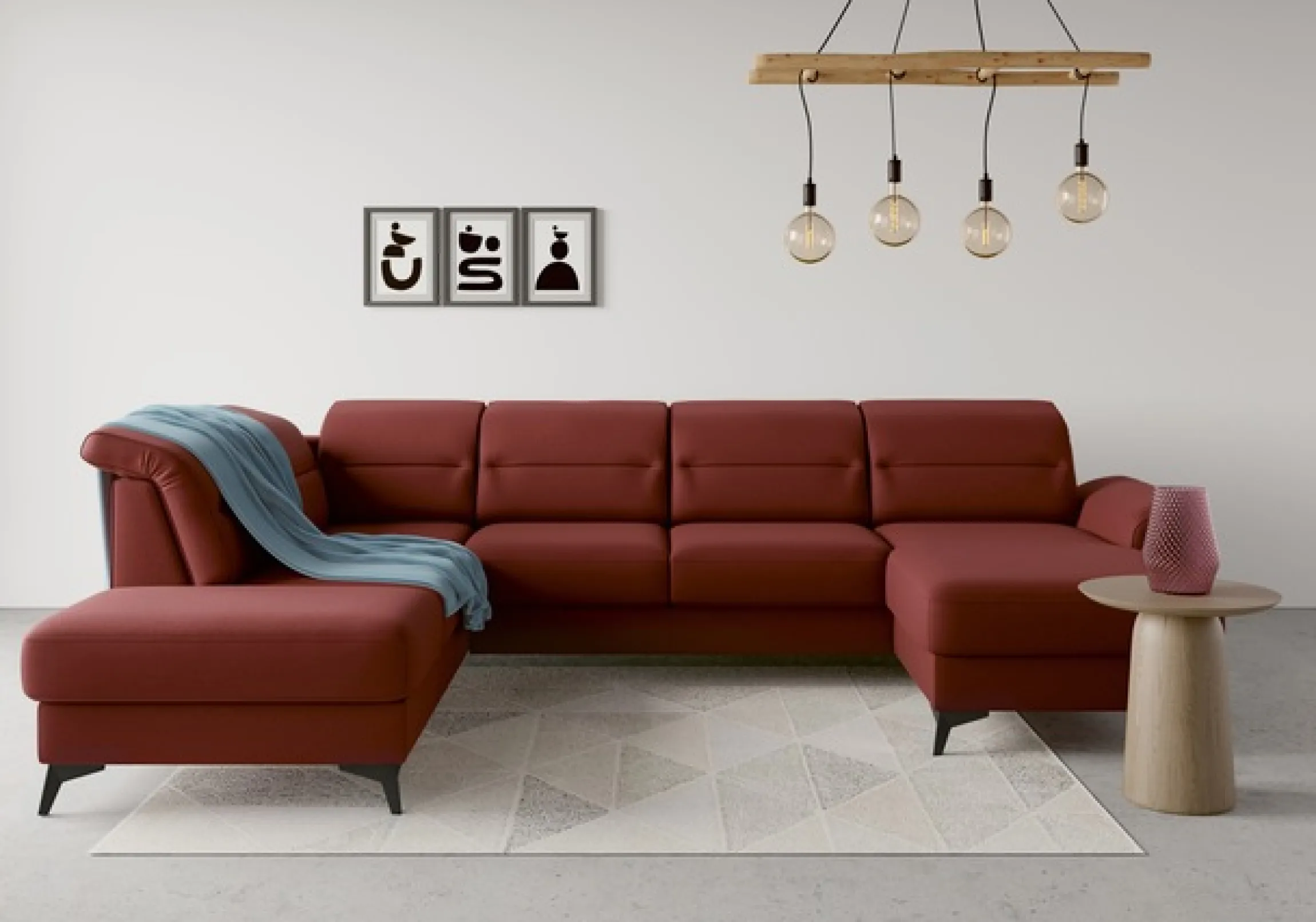 sit&more Wohnlandschaft »Sinatra U-Form« optional mit Kopfteilverstellung und Armteilfunktion, Metallfüße