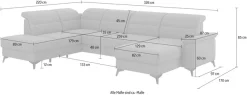 sit&more Wohnlandschaft »Sinatra U-Form« optional mit Kopfteilverstellung und Armteilfunktion, Metallfüße