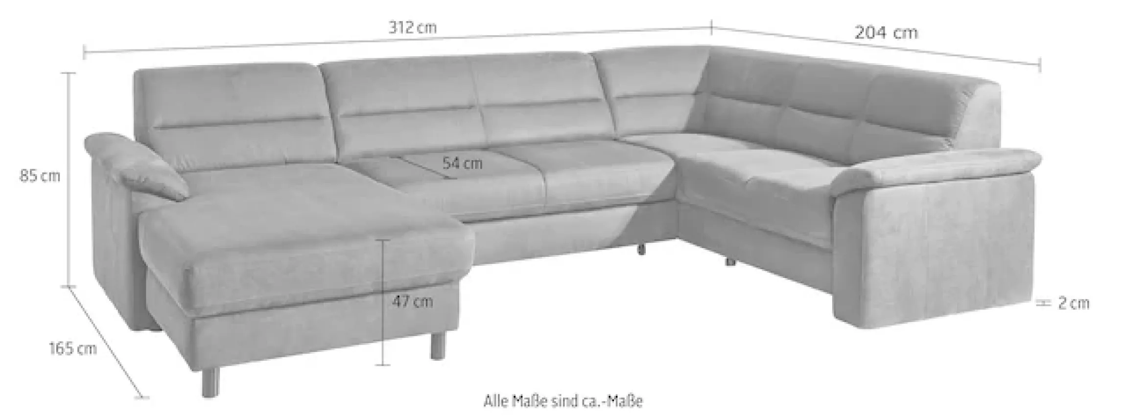 sit&more Wohnlandschaft »Top Ascara U-Form« inklusive Boxspring/Federkern-Polsterung, wahlweise mit Schlaffunktion