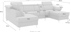 sit&more Wohnlandschaft »Vincenzo U-Form« inklusive Kopfteilverstellung, optional Schlaffunktion & Bettkasten