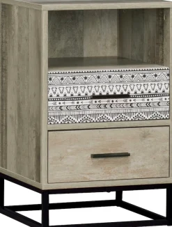 SIT Nachtkommode »Mailbox mit 2 Schubladen und offenem Fach« Dekorative graue Musterfront im modernen Skandi-Stil
