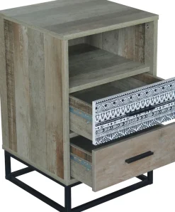 SIT Nachtkommode »Mailbox mit 2 Schubladen und offenem Fach« Dekorative graue Musterfront im modernen Skandi-Stil