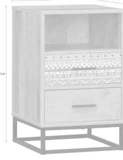 SIT Nachtkommode »Mailbox mit 2 Schubladen und offenem Fach« Dekorative graue Musterfront im modernen Skandi-Stil