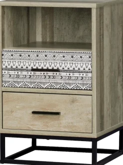 SIT Nachtkommode »Mailbox mit 2 Schubladen und offenem Fach« Dekorative graue Musterfront im modernen Skandi-Stil