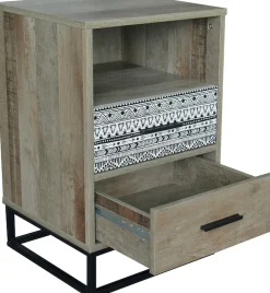 SIT Nachtkommode »Mailbox mit 2 Schubladen und offenem Fach« Dekorative graue Musterfront im modernen Skandi-Stil