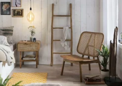 SIT Nachtkonsole »ROMANTEAKA aus Teak mit Wiener Geflecht & Klappe« Luftiges Peddigrohr-Geflecht für natürliche Belüftung
