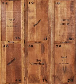 SIT Paravent »Halle 3-tlg. aus Mangoholz mit Schriftzügen & Gebrauchsspuren« 3-teiliger Raumteiler mit originellen schwarzen Schriftzügen