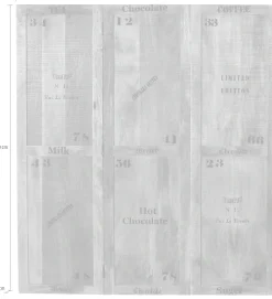SIT Paravent »Halle 3-tlg. aus Mangoholz mit Schriftzügen & Gebrauchsspuren« 3-teiliger Raumteiler mit originellen schwarzen Schriftzügen