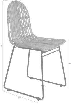 SIT Rattanstuhl »2er-Set T-Rattan Chair Natur Rattan Metall Schwarz« (Set) 2 Stk.2er Set Rattanstühle mit Metallgestell im modernen Naturdesign