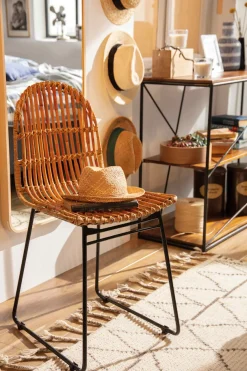 SIT Rattanstuhl »2er-Set T-Rattan Chair Natur Rattan Metall Schwarz« (Set) 2 Stk.2er Set Rattanstühle mit Metallgestell im modernen Naturdesign