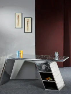 SIT Schreibtisch »Bürotisch AIRMAN in moderner Flugzeugoptik mit Stauraumfächern« Factory‑Design mit Schubkasten & offenen Ablagen
