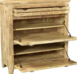 SIT Schuhkommode »Graz Schuhschrank aus Mangoholz mit 2 Klappen, Schublade & Beschlägen« Massives Mangoholz mit 2 Klappen, 1 Schublade & Muschelgriffen