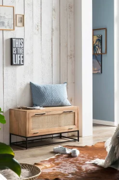 SIT Schuhschrank »CANE aus Mangoholz mit Rattan-Front & Metallkufen« Platz für 6 Paar Schuhe mit Rattan-Front & Mangoholz