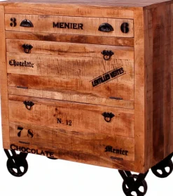 SIT Schuhschrank »RUSTIC aus Mangoholz mit Rollen & 2 Klappen« Platz für ca. 12 Paar Schuhe im markanten Factory-Design
