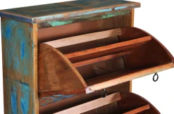 SIT Schuhschrank »Utrecht aus Altholz mit 3 Kippfächern für 15 Paar Schuhe« Schuhkipper aus bunt lackiertem Altholz im Vintage-Stil