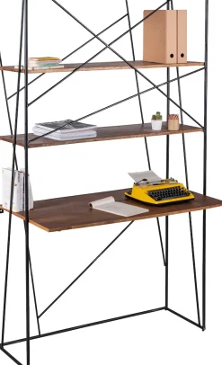 SIT Sekretär »T-NEST SHELF OFFICE aus Mangoholz mit Metallregal Industrial« Offenes Regal mit integrierter Schreibfläche im Industrial-Design