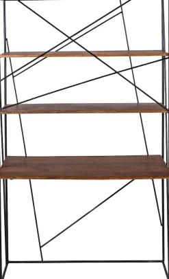 SIT Sekretär »T-NEST SHELF OFFICE aus Mangoholz mit Metallregal Industrial« Offenes Regal mit integrierter Schreibfläche im Industrial-Design
