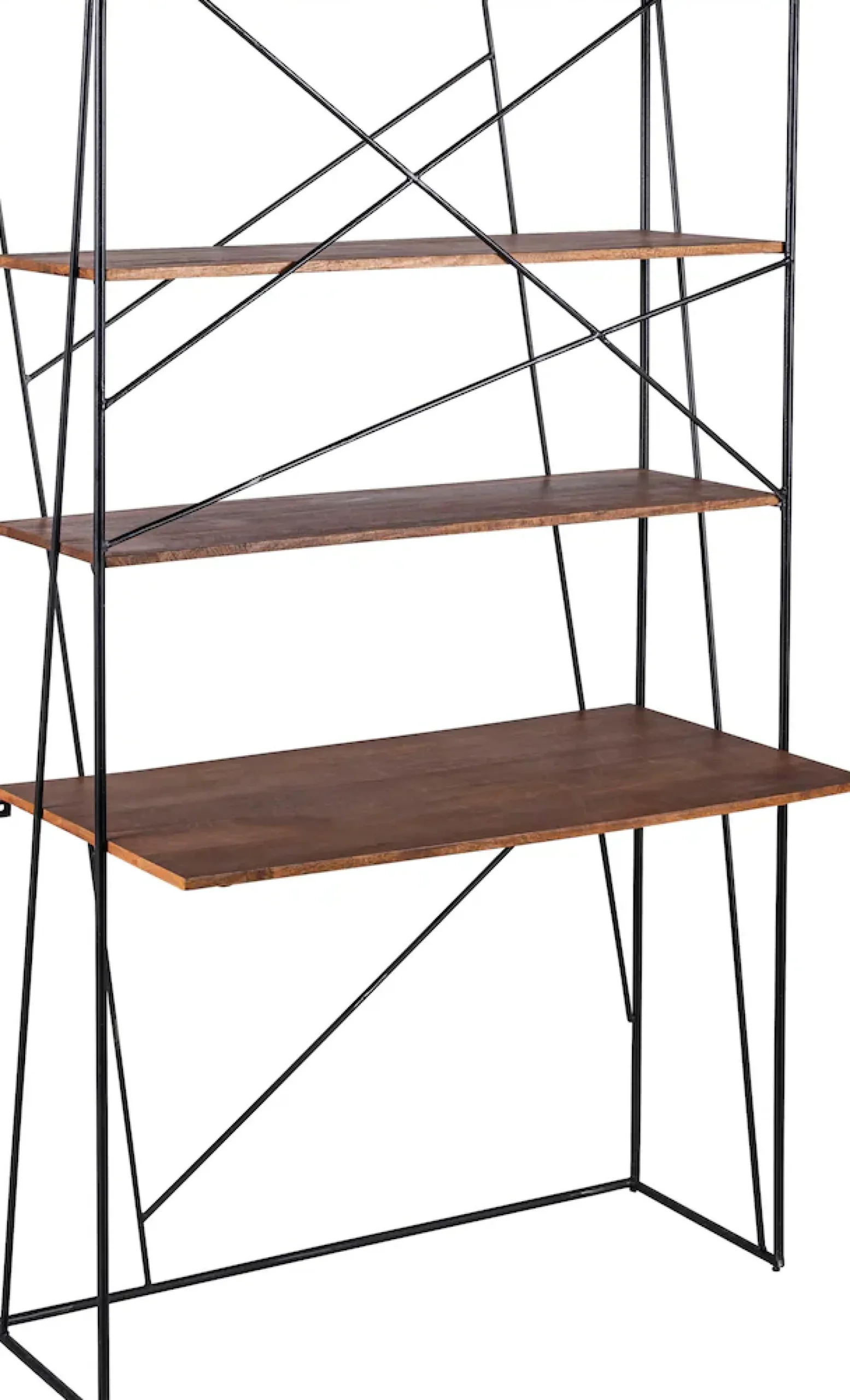 SIT Sekretär »T-NEST SHELF OFFICE aus Mangoholz mit Metallregal Industrial« Offenes Regal mit integrierter Schreibfläche im Industrial-Design