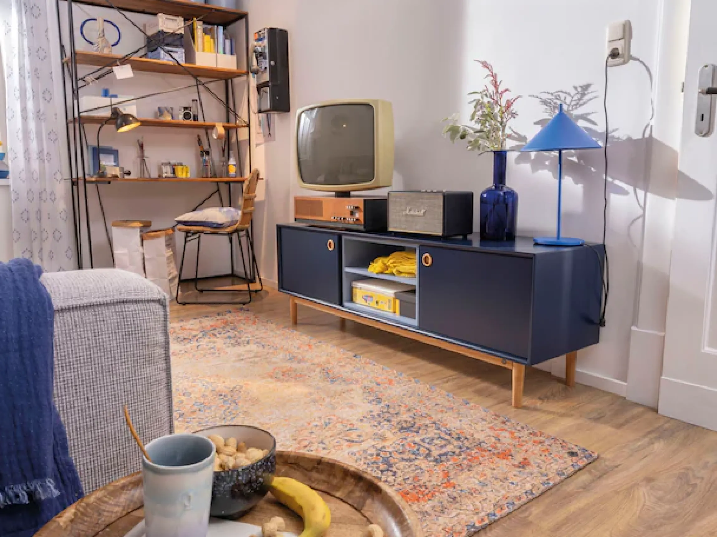 SIT Sekretär »T-NEST SHELF OFFICE aus Mangoholz mit Metallregal Industrial« Offenes Regal mit integrierter Schreibfläche im Industrial-Design