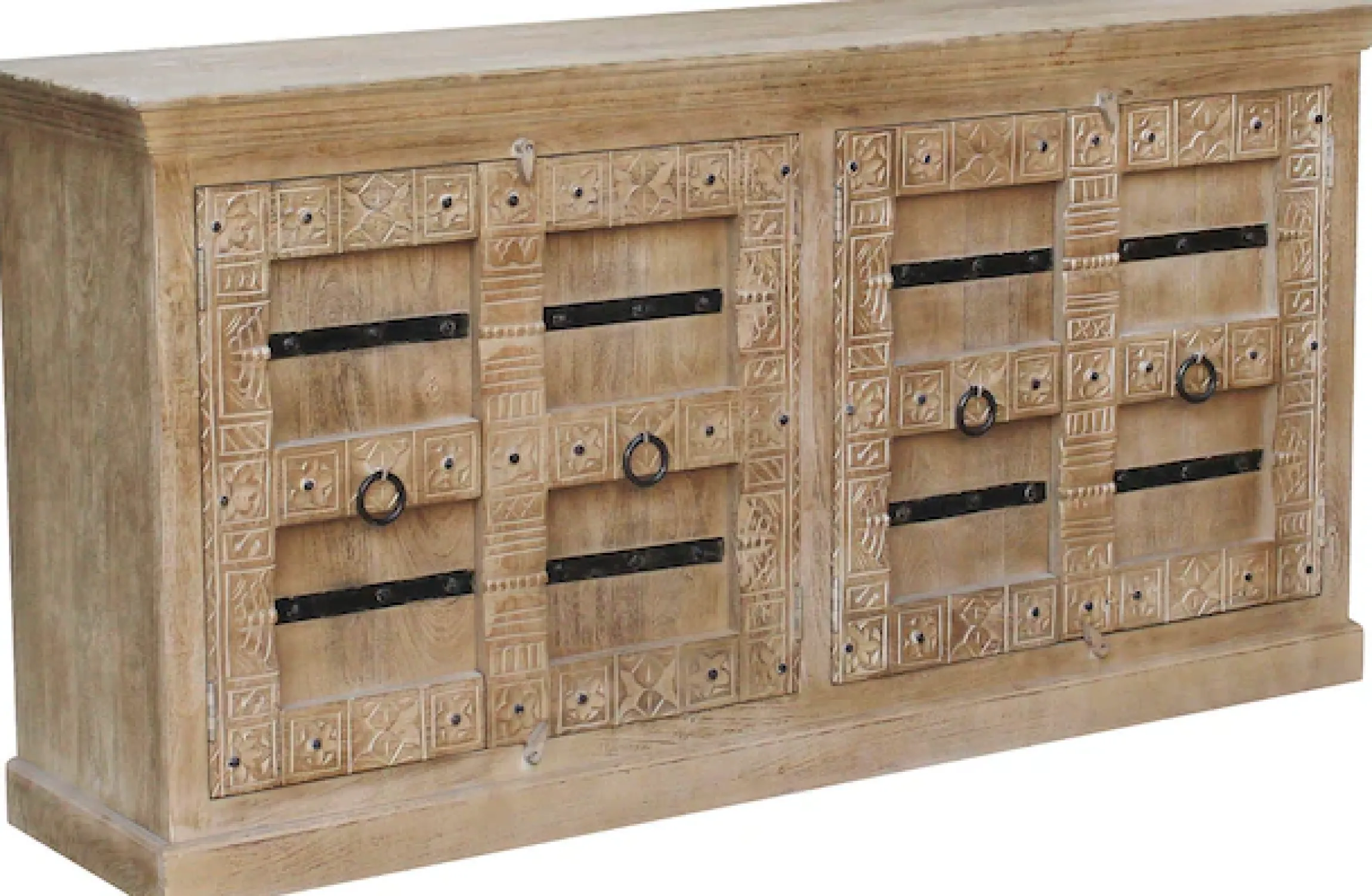 SIT Sideboard »Casablanca aus Mangoholz mit Schnitzereien & 4 Türen« Aufwendige Schnitzfront