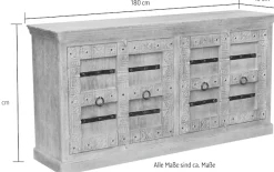 SIT Sideboard »Casablanca aus Mangoholz mit Schnitzereien & 4 Türen« Aufwendige Schnitzfront