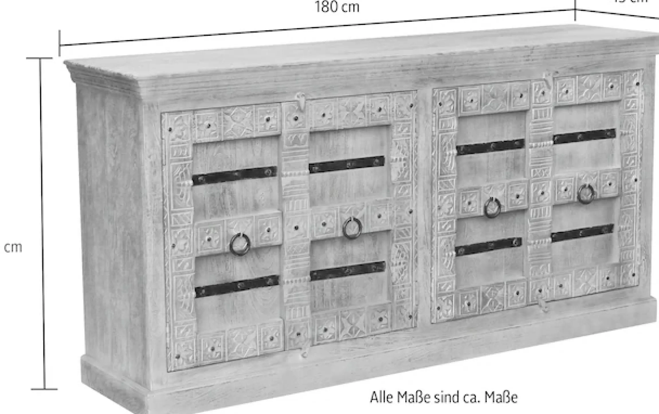 SIT Sideboard »Casablanca aus Mangoholz mit Schnitzereien & 4 Türen« Aufwendige Schnitzfront