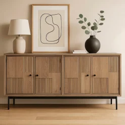 SIT Sideboard »Kommode – Lamellen‑Front & kunstvolle Schnitzereien aus Massivholz« 1 Stk. tlg. Massives Sideboard mit Lamellen‑Front & kunstvollen Holzschnitzereien