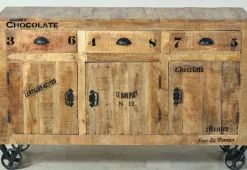SIT Sideboard »RUSTIC aus Mangoholz mit Türen & Schubladen« Mobil auf Metallrollen im authentischen Factory-Design