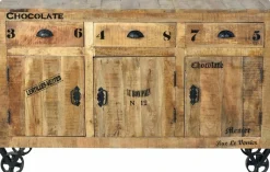 SIT Sideboard »RUSTIC aus Mangoholz mit Türen & Schubladen« Mobil auf Metallrollen im authentischen Factory-Design