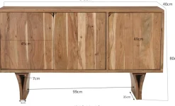 SIT Sideboard »Tallinn aus Akazie mit Holzwangen-Gestell & 3 Türen« 1 Stk. tlg. 3 Türen, viel Stauraum & sichtbare Akazienholz-Maserung