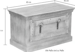 SIT Truhenbank »Berlin aus Mangoholz mit aufwendigen Schnitzereien & Schuhfach« Sitzbank mit integriertem Schuhfach für ca. 6 Paar Schuhe