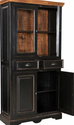 SIT Vitrine »CORSICA mit Glas- und Holztüren im Vintage-Design« Antikes Flair mit Glasfront und honigfarbiger Deckplatte