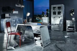 SIT Vitrine »Wohnzimmerschrank AIRMAN Mangoholz + MDF mit Alu‑Beschlägen« Futuristisches Industrial‑Design mit verspiegelter Alu‑Optik
