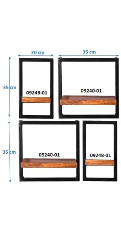 SIT Wandregal »Akko Wandregal-Set 4-teilig aus Mangoholz mit Altmetall« Set,2 kleine & 2 breite Wandregale für flexible Gestaltung