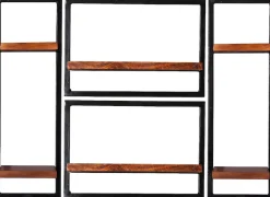 SIT Wandregal »Alghero Wandregal-Set 4-teilig aus Mangoholz mit Altmetall« Set,2 hohe & 2 breite Wandregale für flexible Wandgestaltung