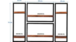 SIT Wandregal »Alghero Wandregal-Set 4-teilig aus Mangoholz mit Altmetall« Set,2 hohe & 2 breite Wandregale für flexible Wandgestaltung