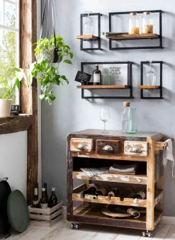 SIT Wandregal »Regal PANAMA – Industrial Regal aus Mango‑Holz & Altmetall« Wandregal aus Mango‑Holz & Altmetall für vielseitigen Stauraum