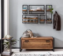 SIT Wandregal »Regal PANAMA – Industrial Regal aus Mango‑Holz & Altmetall« Wandregal aus Mango‑Holz & Altmetall für vielseitigen Stauraum