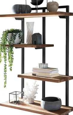 SIT Wandregal »ROMANTEAKA Hängeregal aus Teakholz mit 4 Böden im Industrial-Stil« Recyceltes Teakholz im modernen Industrial-Design