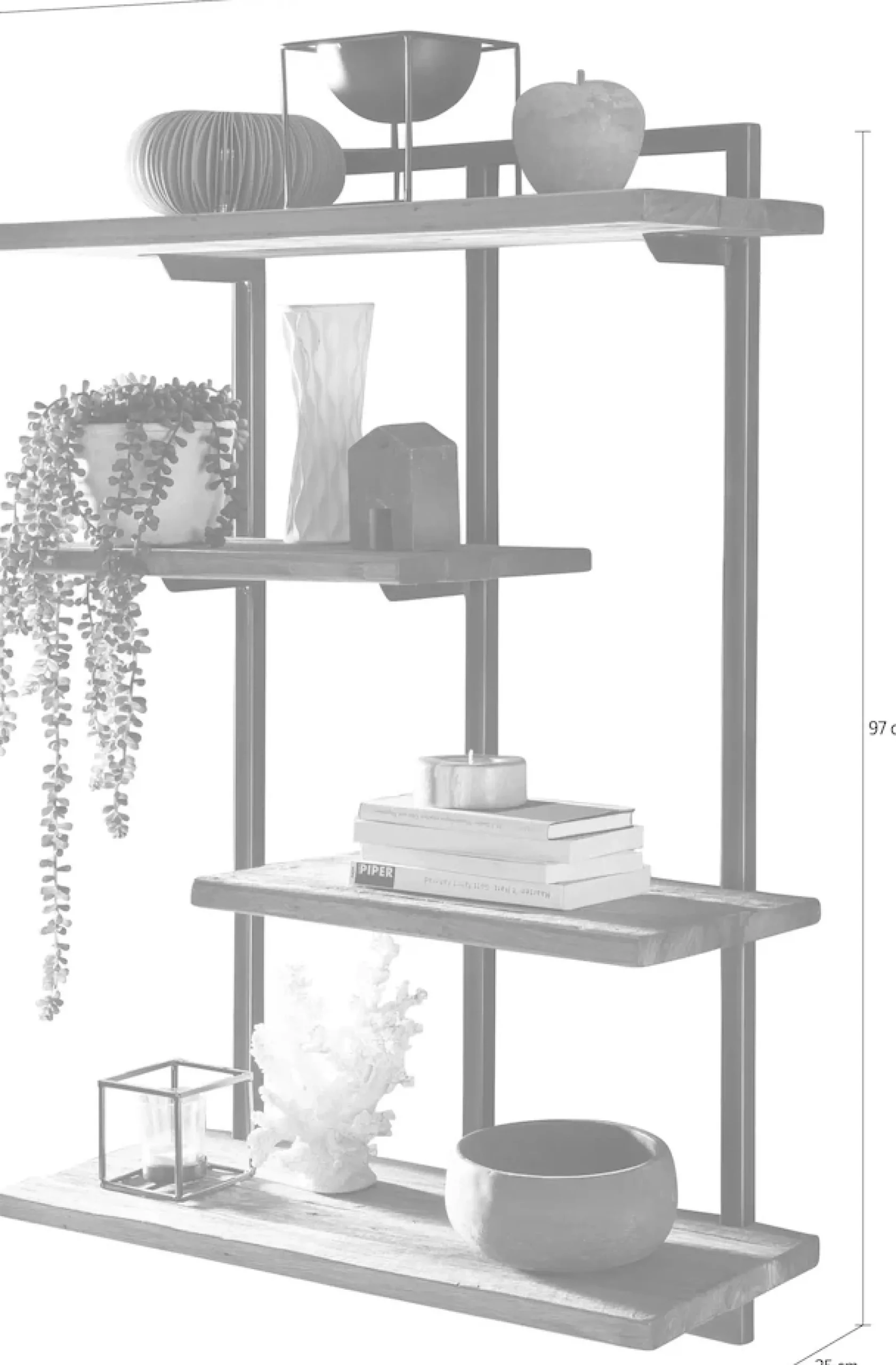SIT Wandregal »ROMANTEAKA Hängeregal aus Teakholz mit 4 Böden im Industrial-Stil« Recyceltes Teakholz im modernen Industrial-Design