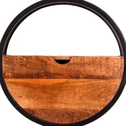 SIT Wandregal »Salvador aus Mangoholz mit Schublade & Metall« Rundes Design mit Schublade aus massivem Mangoholz