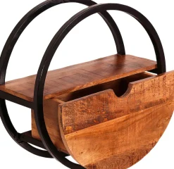 SIT Wandregal »Salvador aus Mangoholz mit Schublade & Metall« Rundes Design mit Schublade aus massivem Mangoholz