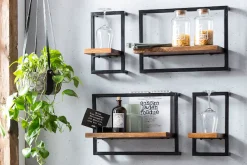 SIT Wandregal »Set PANAMA – 4-teiliges Industrial Regalset aus Mangoholz« Set, 4 Stk. tlg. Industrial-Regalset, 4 tlg., aus Mangoholz & Metall im Factory-Look