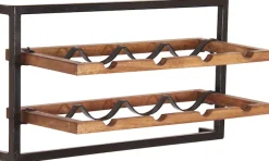 SIT Weinregal »Wandregal PANAMA – Industrial Regal aus Mango‑Holz & Altmetall« Weinregal für 8 Flaschen