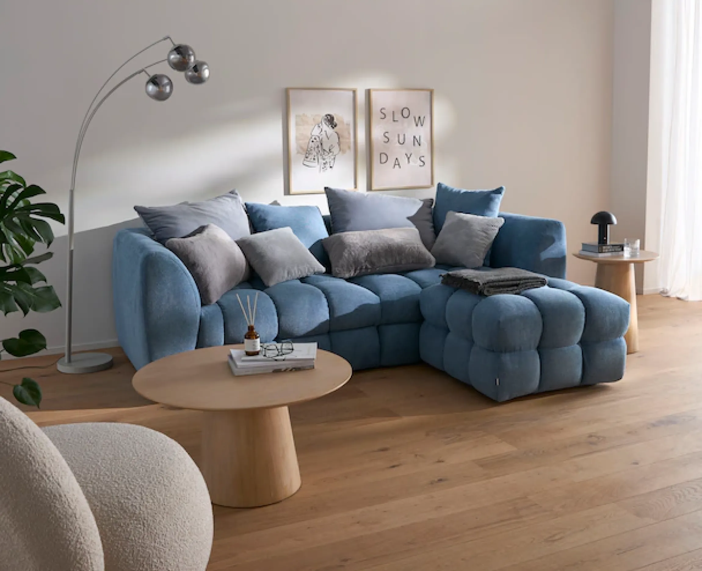 s.Oliver Big-Sofa »COBBO 3-Sitzer Design-Sofa Bubble-Optik, Maße B/T/H: 259/126/104 cm« mit vielen Kissen, moderne Steppung und hoher Sitzkomfort